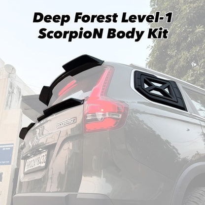 Level-1 Modification Body Kit Combo Set of 6 Parts: HoodScoop DoorDrip RVM Covers Upper Spoiler Lower Spoiler Louver Covers Scorpio N Modified Accessories