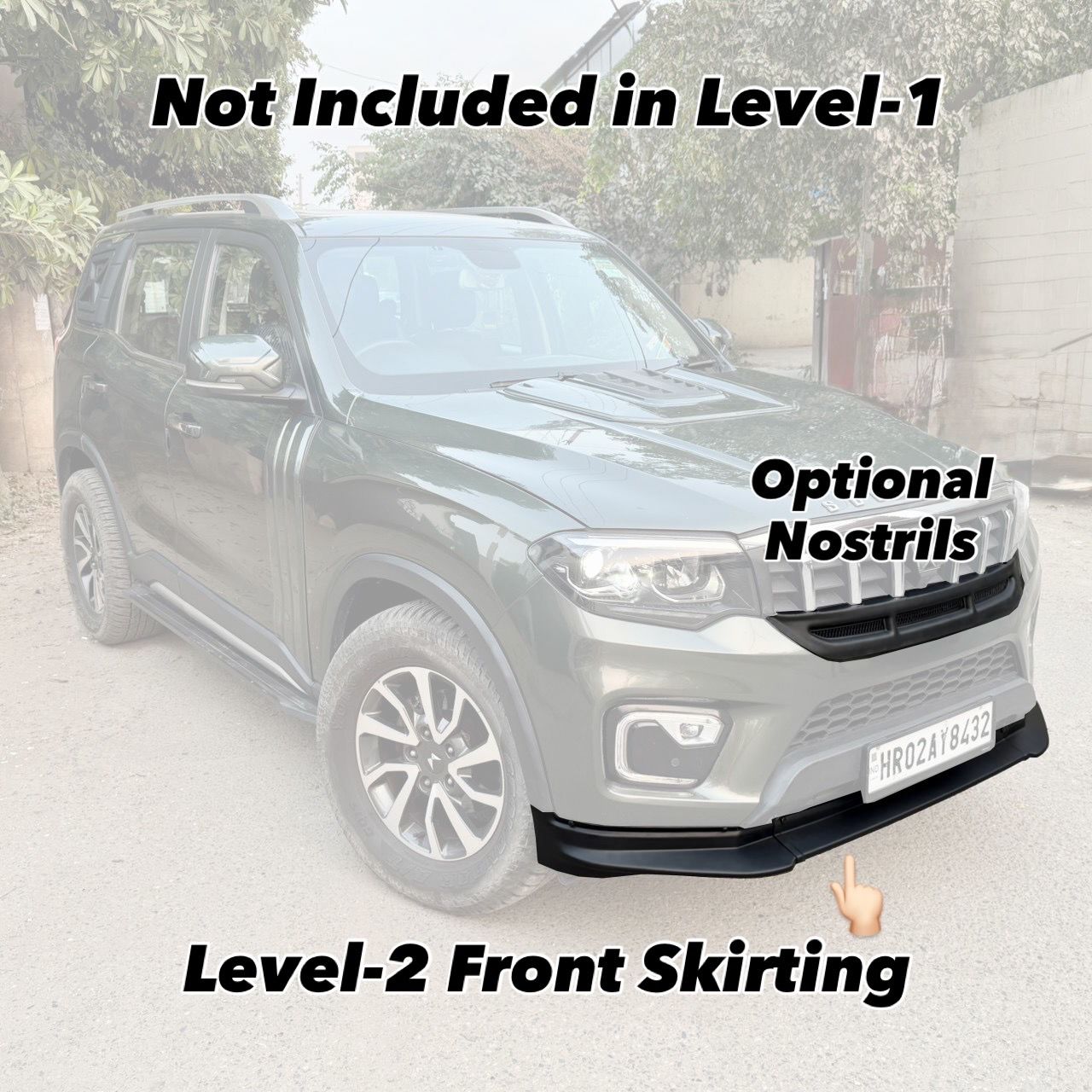 Level-1 Modification Body Kit Combo Set of 6 Parts: HoodScoop DoorDrip RVM Covers Upper Spoiler Lower Spoiler Louver Covers Scorpio N Modified Accessories