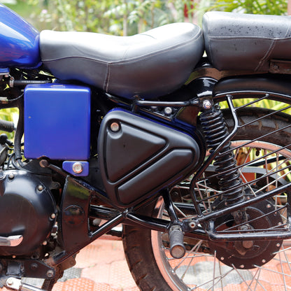 Classic 350 Accessories | Bullet Accessories | Modified Royal Enfield Classic 350 Bullet | Best RE Classic Bullet Modification | Stylish Tool Box Cover | Bull Buckle | Saiga Parts for Royal Enfield Classic Bullet Electra Standard